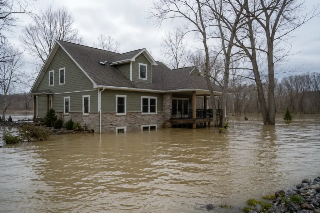River flooding home damage Nisqually Illinois River Peoria